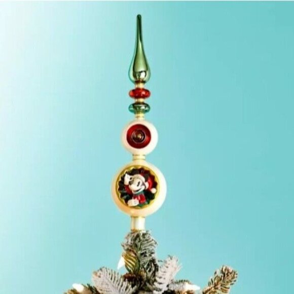 Vintage Style Disney Mickey and Minnie Mouse Holiday Tree Topper NIB - Picture 1 of 3